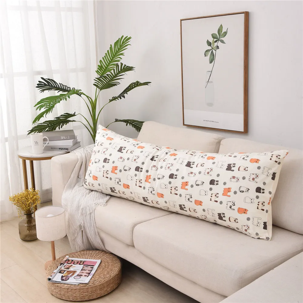 Cartoon Short Plush Long Pillowcase Plants Animals Pattern Bedroom Decor Hugging Body Pillow Cover Double Sleeping Case | Дом и сад