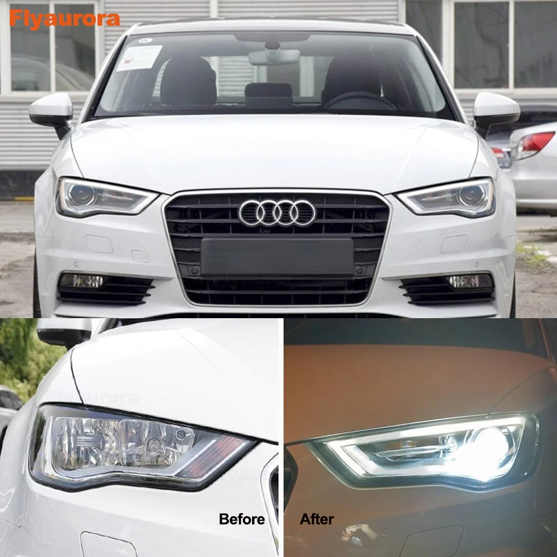 Автостайлинг для AUDI A3 фары 2013 14 15 16 Светодиодные ДХО передние Биксеноновые линзы