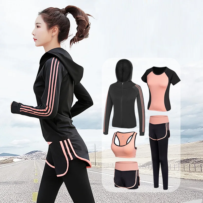 Женский спортивный костюм для йоги комплект из 5 предметов с бюстгальтером бега и