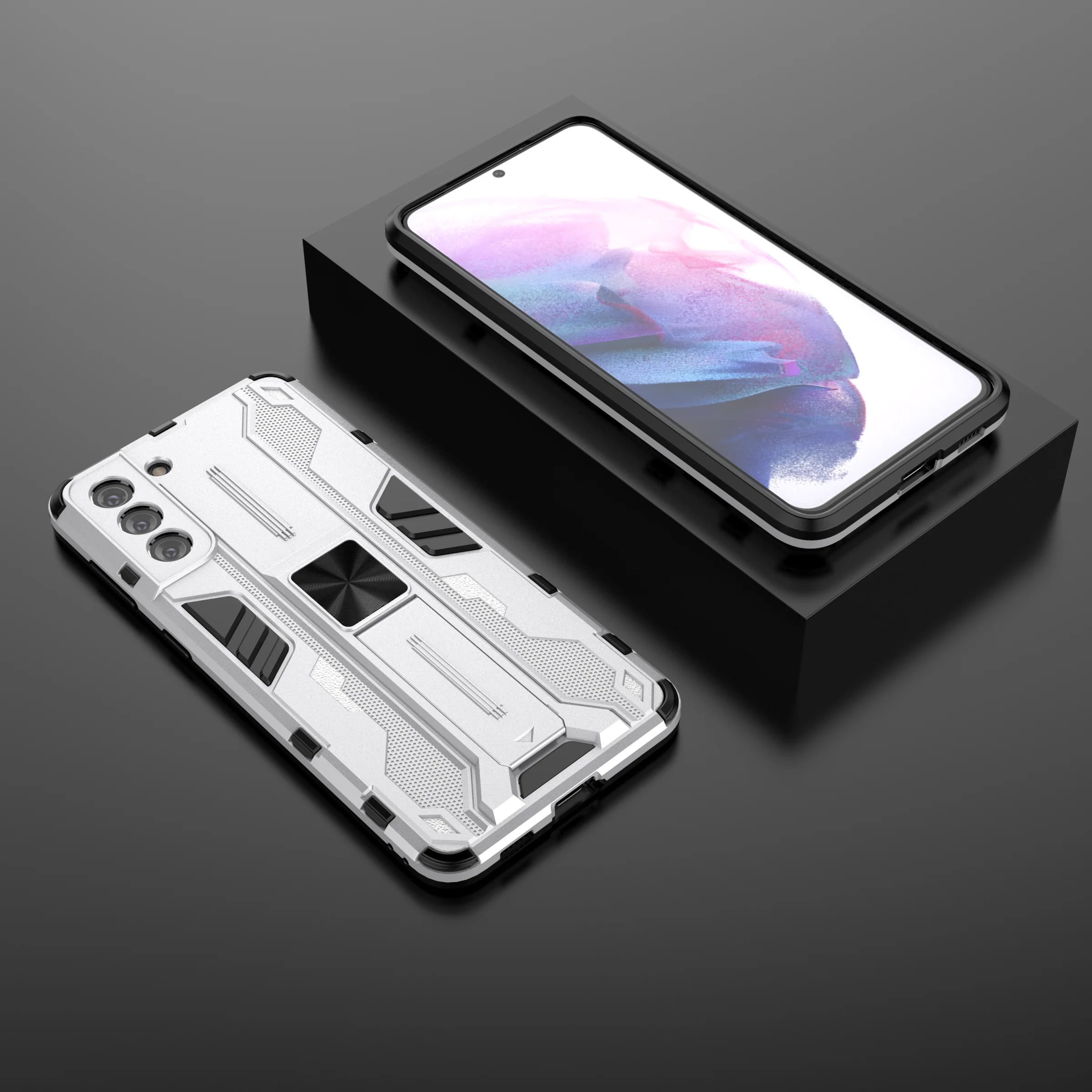 

Armor Invisible Bracket Phone Case For Samsung Galaxy S21 FE Plus Ultra A52 A72 A32 A22 A82 A51 A71 A12 F52 M12 4G 5G Back Cover