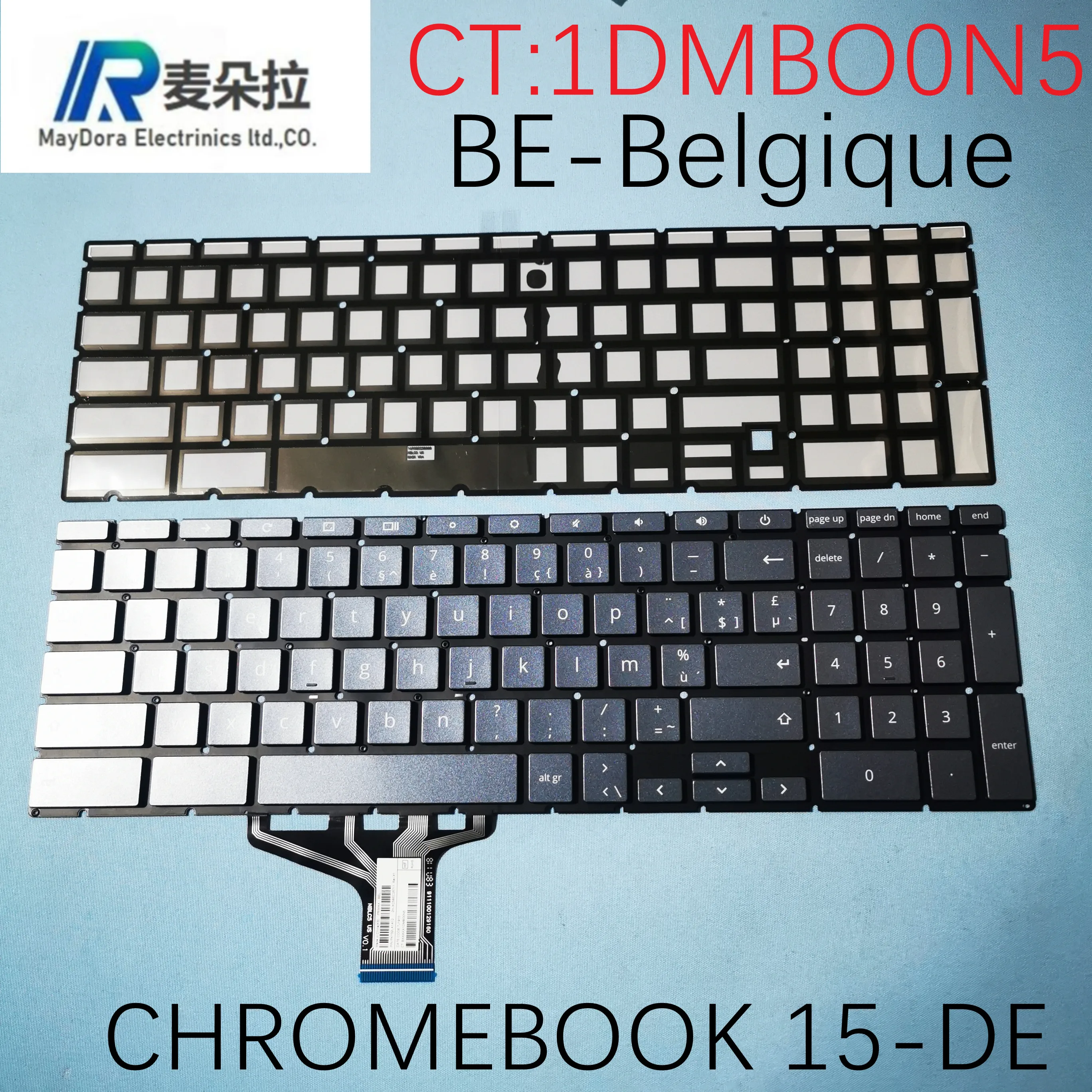 Клавиатура BE-Бельгия с подсветкой для ноутбука HP CHROMEBOOK 15-DE голубая 1DMBO0N5 |