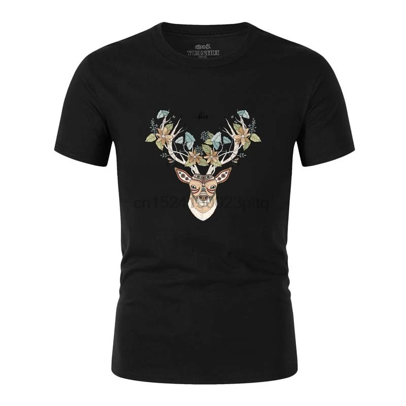 

2019 new fashion men t shirt 100% cotton male t-shirt brand short men summer tshirt 3d elk printed t shirt men Hip Hop top