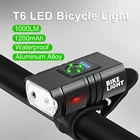 Передний светодиодный фонасветильник T6 для велосипеда, 1000 лм, зарядка через USB