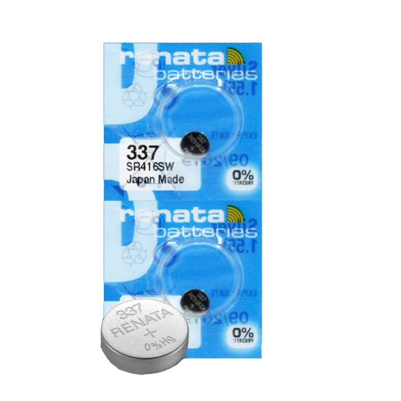 10 шт. швейцарская аккумуляторная батарея Renata 337 SR416SW 1 55 V для часов Silver RENATA|Часовые