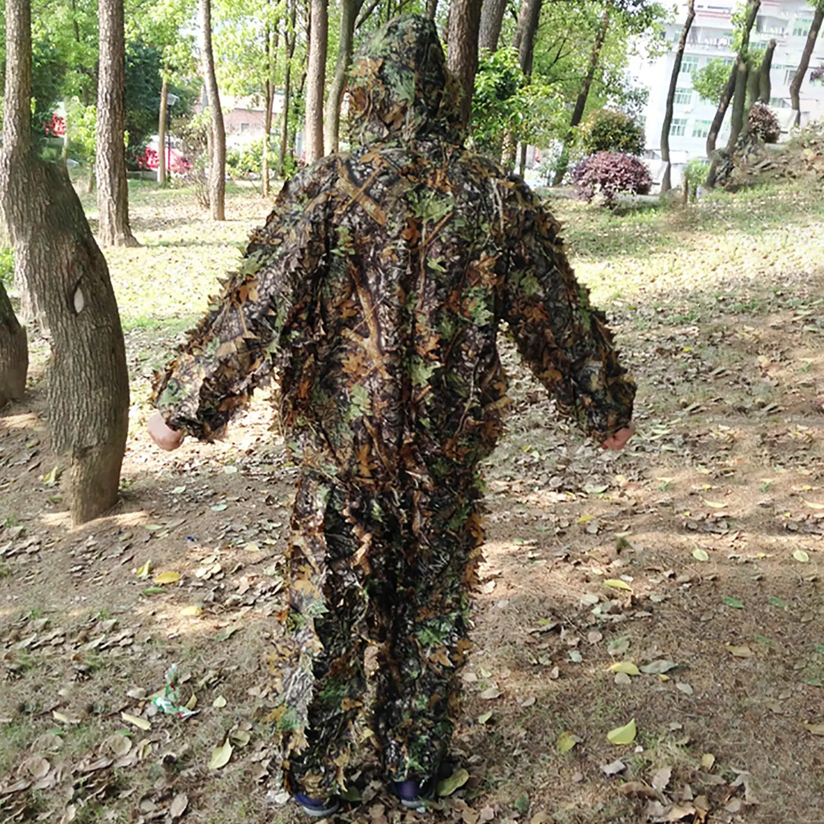 

2Pcs/Set Outdoor Women Men 3D Leaves Lightweight Hooded Camouflage Hunting Suit Clothes Trousers Outdoor Jungle Watch Bird