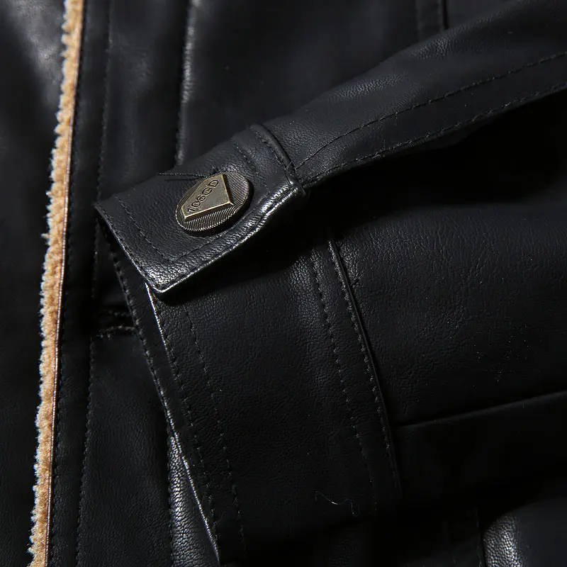 

New Winter Fashion Men Motorcycle Leather PU Jacket Wool inner Men Warm Thick Coats Turn-Collar Casual Outwear Plus Size S-3XL