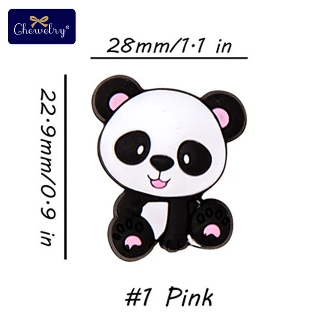 Pink Panda 5 шт. детский Прорезыватель собака Китай панда грызун силиконовые бусины Сделай Сам соска подвеска на цепочке-ожерелье жевательная игрушка для прорезывания зубов давайте сделаем - Цвет: Pink Panda