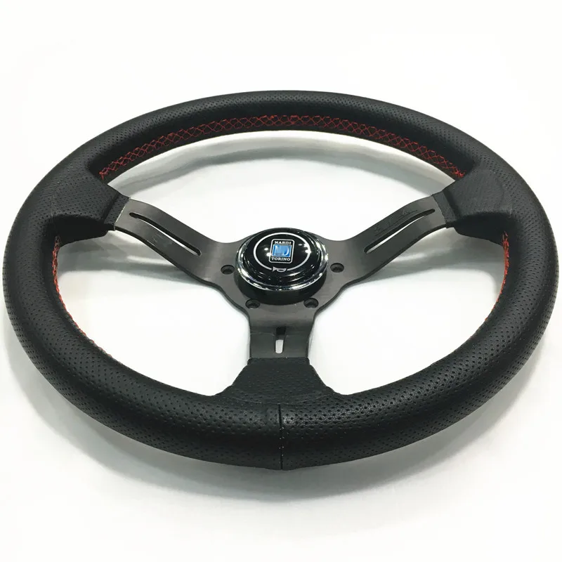Черное алюминиевое рулевое колесо 13 дюймов 330 мм ND Racing с красной линией|Рулевые