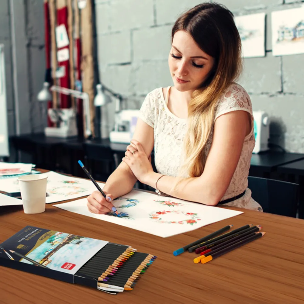 Цветные карандаши Deli Профессиональные ручные цветные 48 цветов водорастворимые