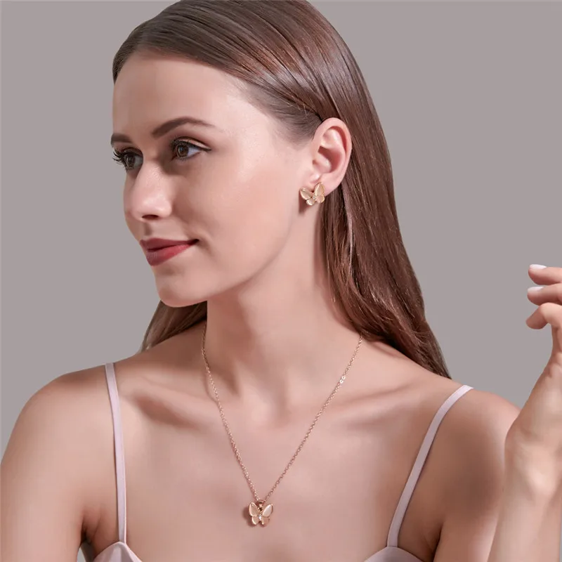 Женский комплект из колье и серёг с подвеской в виде бабочки|Ювелирные наборы| |