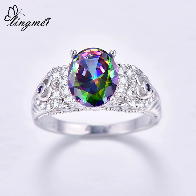 Женское Обручальное кольцо с овальным цирконом серебряного цвета размеры 6