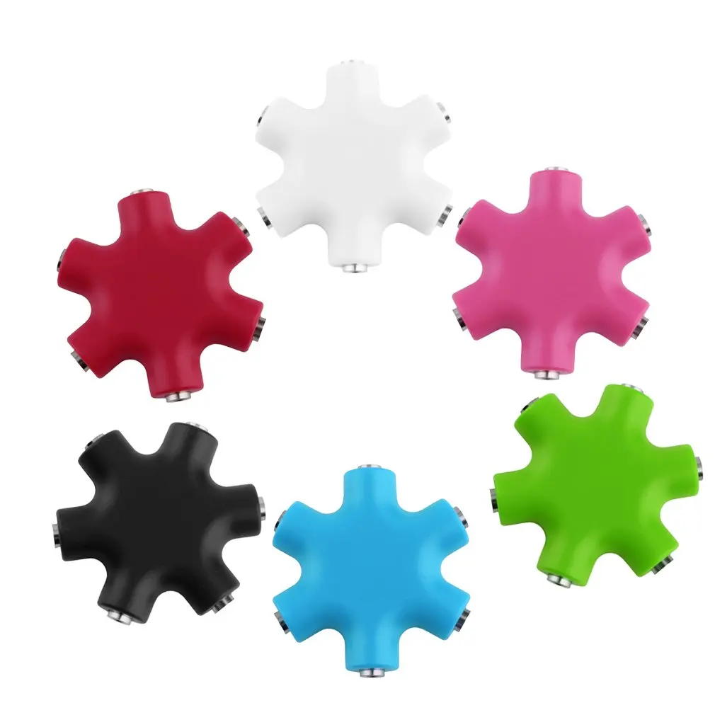 Снежинка 6 Way 3 5 мм аудио наушники разветвитель гарнитуры адаптер с