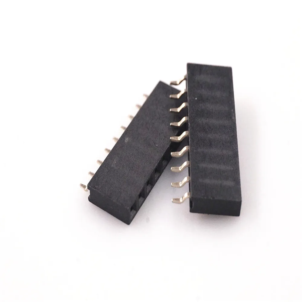 100Pcs 0.100&quot 2.54mm 1x9 Pin 9 Position Female PCB Header Single Row Right Angle SMT/SMD Surface Mount Horizontal M20 Connector - купить