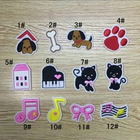 50pcslot small embroidery patch clothing decoration animal dog bow music tie footprint piano kitten puppy diy iron applique