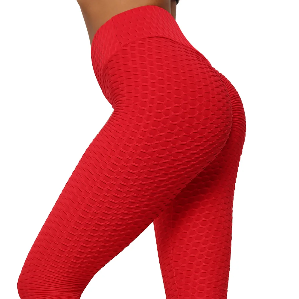 

Cross Border European And American Yoga Suit High Waist Sports Hip Lift Thin Fitness Jacquard Bubble Yoga Pants For Women