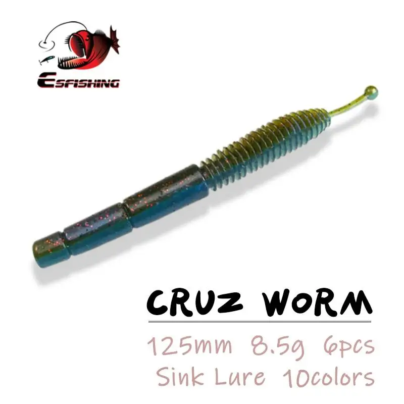 ESFISHING Мягкая приманка Круз червь 125 мм для морской рыбалки искусственная