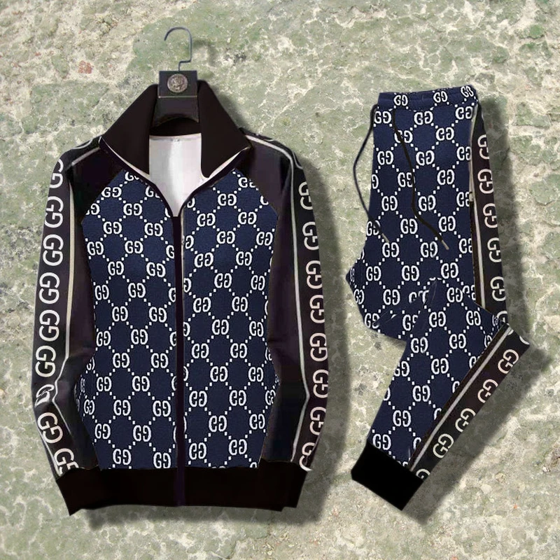 

2021 men's track suit suit sports zipper shirt autumn and winter fashion jacket + men's casual suit 3XL