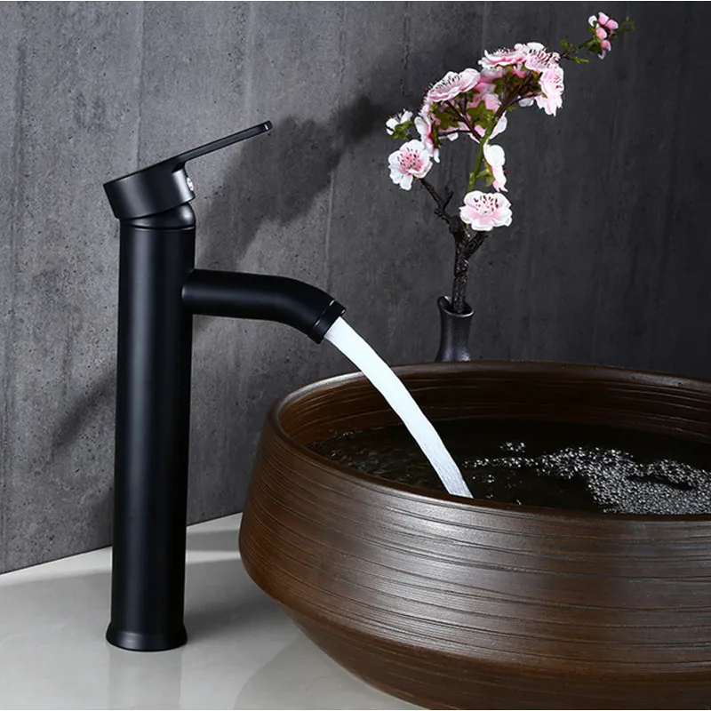 Black Color Stainless Steel Bathroom Basin Faucet Single Handle Cold And Hot Water Mixer | Обустройство дома