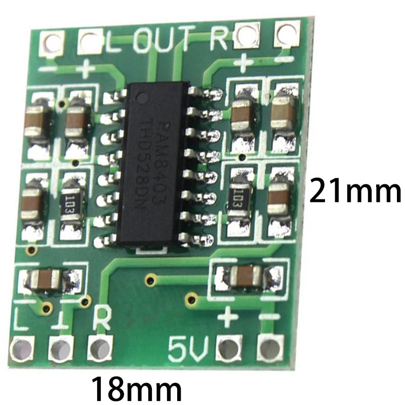 100PCS PAM8403 Super Mini Digital Amplifier Board 2 x 3W Class D Efficient 2.5 to 5V USB Power Supply |
