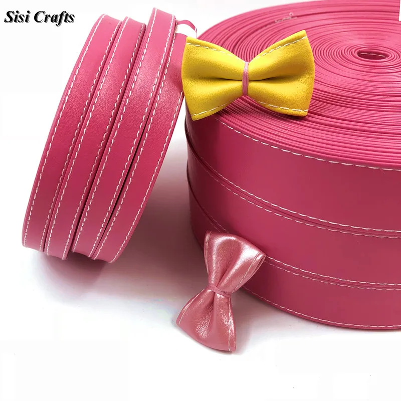 Sisi лента для поделок сшитая Fushia PU 12 мм 30 ярко-розовая Сливовая искусственная кожа