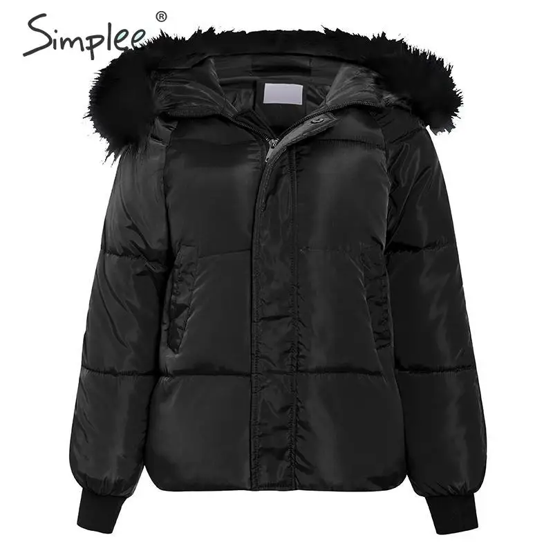 Simplee повседневная женская короткая парка с меховым воротником карманами на