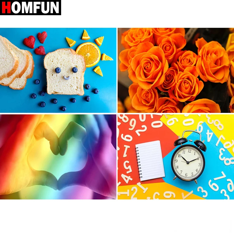 

Алмазная 5D картина HOMFUN «сделай сам», картина «часы, завтрак, тема», вышивка крестиком, домашний декор, подарок