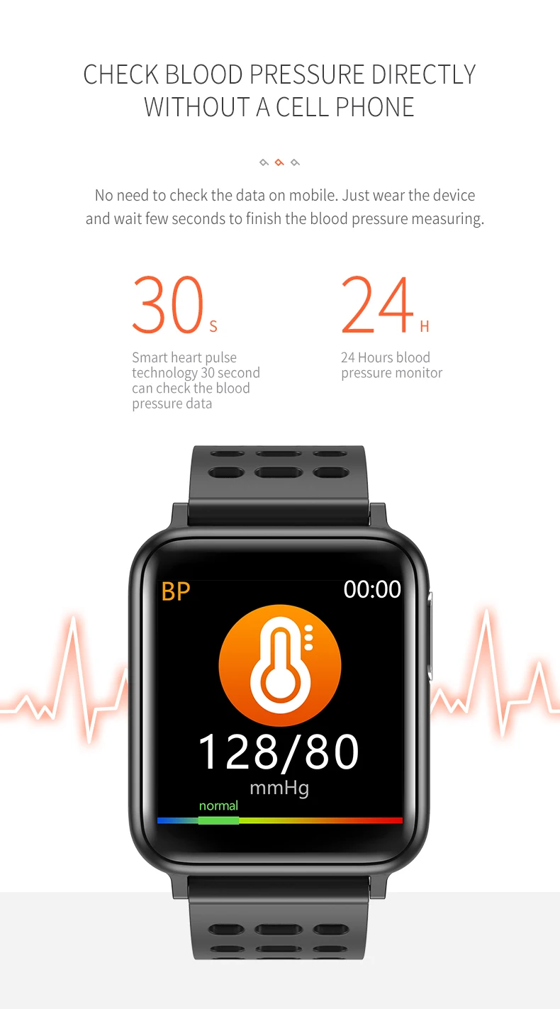 Смарт-браслет KAIHAI ECG PPG SpO2 из черной стали смарт-браслет для отслеживания