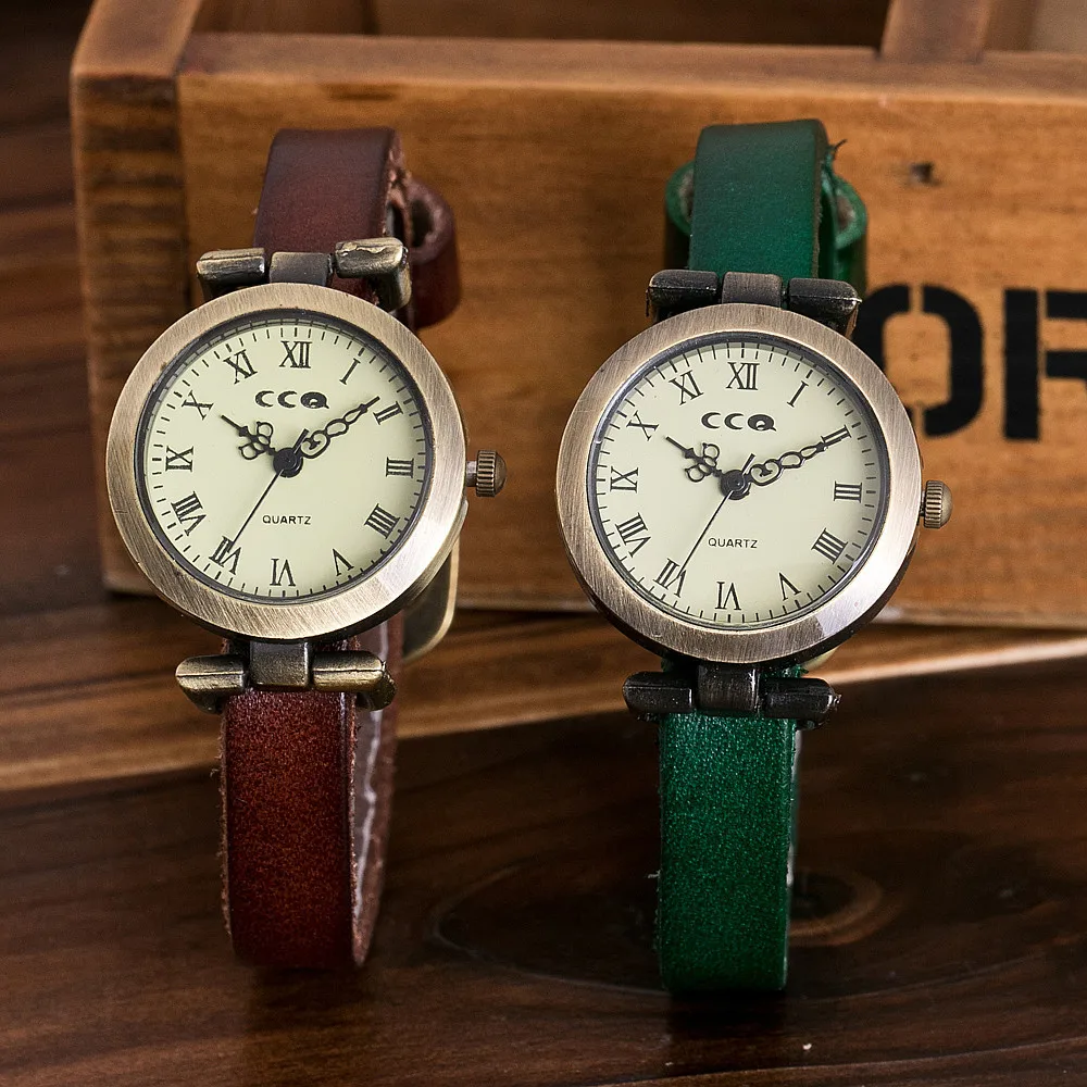 CCQ Brand New Fashion Roman Vintage Cow Leather Bracelet Watch Casual Ladies Wristwatch Quartz Women Watches Relogio Feminino *A | Наручные