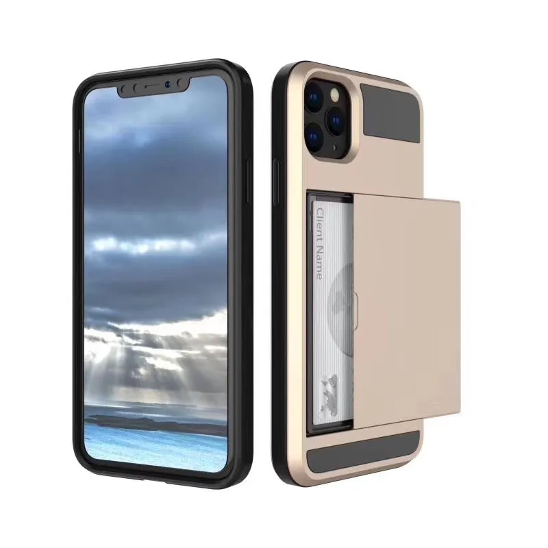 Горячая Бизнес скользящая карта тонкий панцири чехол для iPhone 11 Pro Max XS XR X 6 6s 8 7 plus