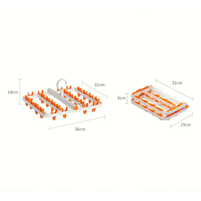 

24 Clips Portable Socks Clothes Hanger Rack Clothespin Windproof Drying Rack Sock Holder Wardrobe Storage Cloth Hanger Organizer