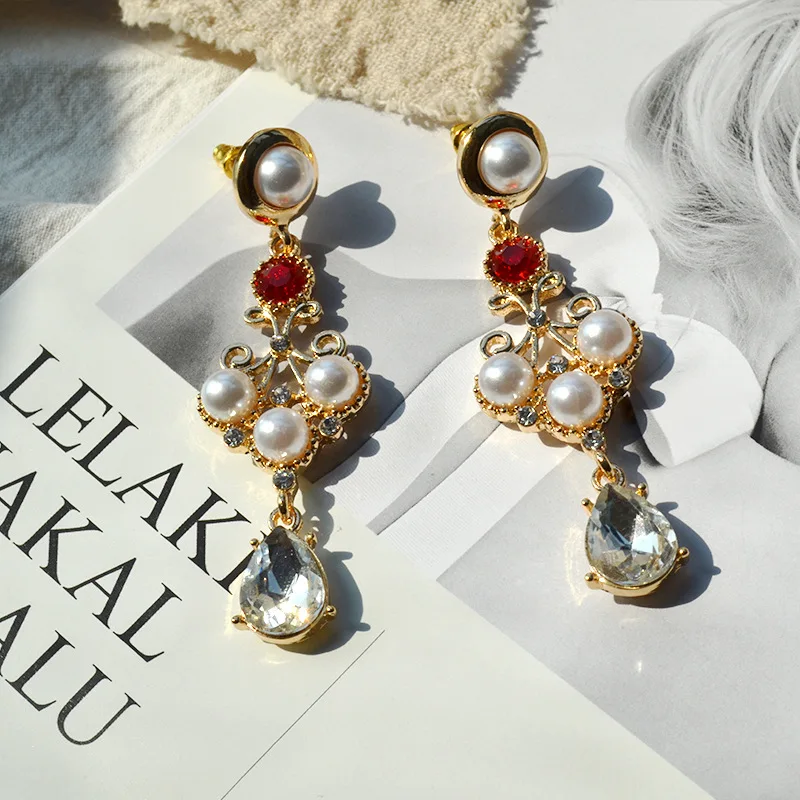 Новый стиль барокко винтажные свадебные хрустальные длинные серьги для женщин