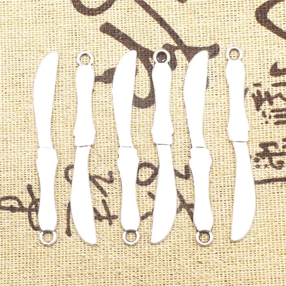 

Подвески для настольного ножа, предметы для фотографий, античный Серебристый цвет, 20 шт., 7x54 мм