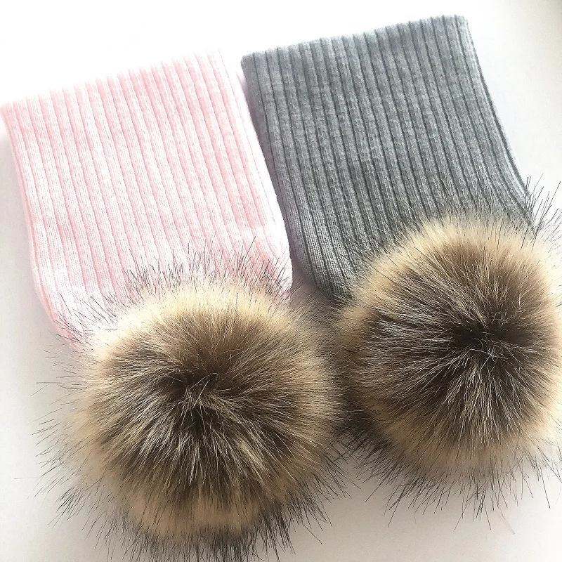 

Knit Faux Fur Pompom Baby Hat For Boys Girls Winter Caps Children Beanie Bonnet
