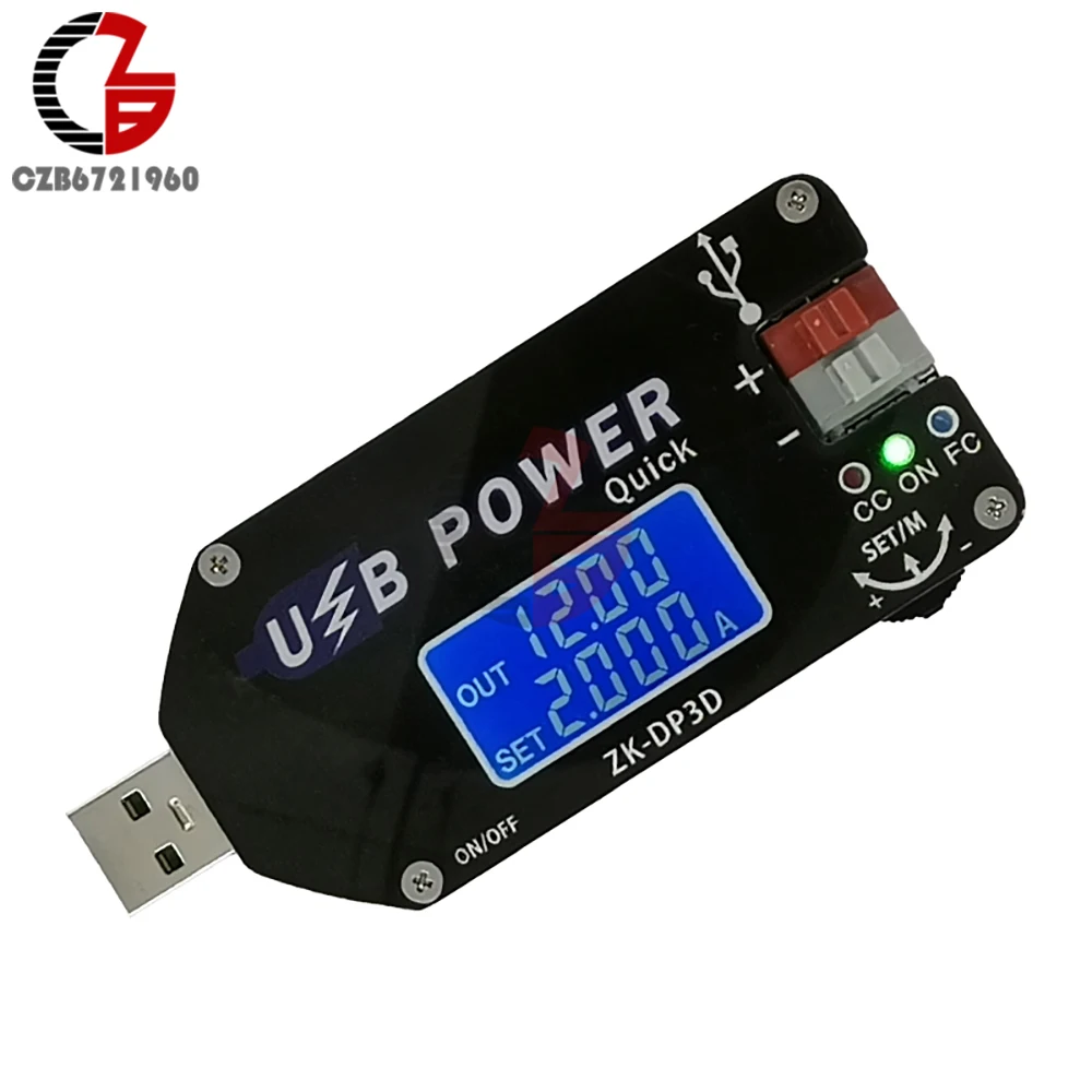 15W Type-C Micro USB Speed Controller Governer Power Charger CC CV Power Supply Fast Quick Trigger Digital Voltmeter Ammeter