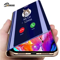 luxury smart mirror flip phone case for iphone 11 pro xr xs max x cover leather holder standing for iphone se 6s 7 8 plus cases