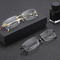 yimaruili ultra light pure titanium rimless glasses frame myopia and hyperopia optical prescription eyeglasses frame men 3017