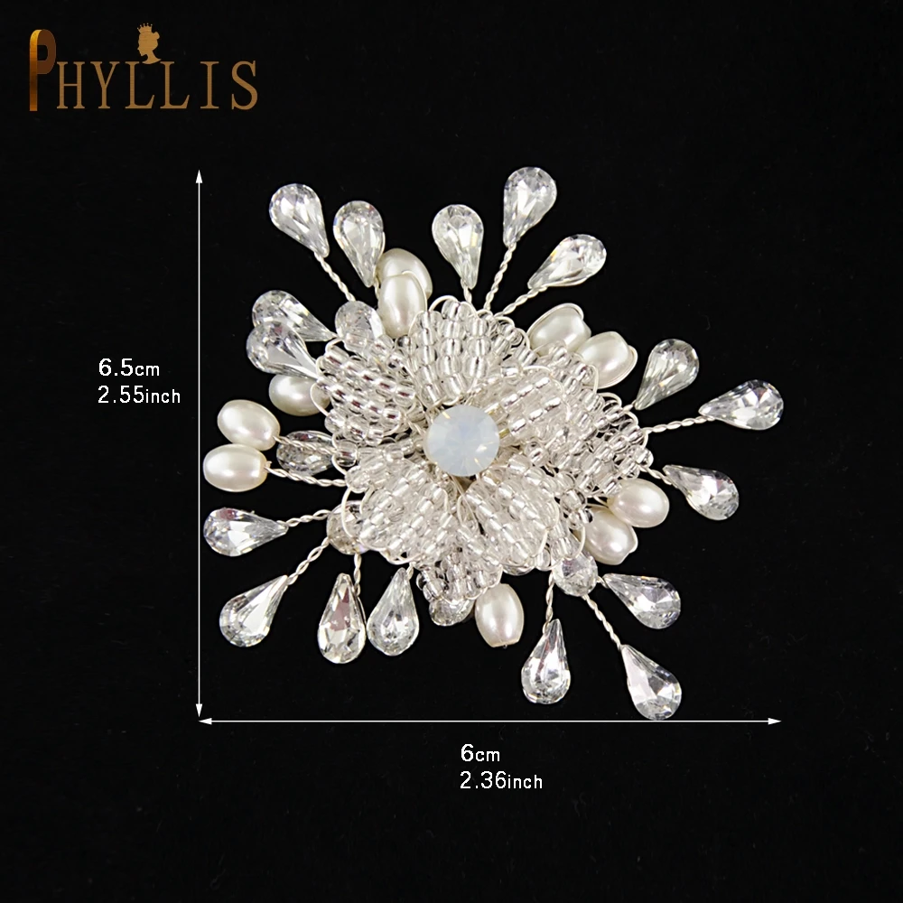 Зажимы PHYLLIS GX12 в форме цветка с кристаллами на высоких каблуках для невесты