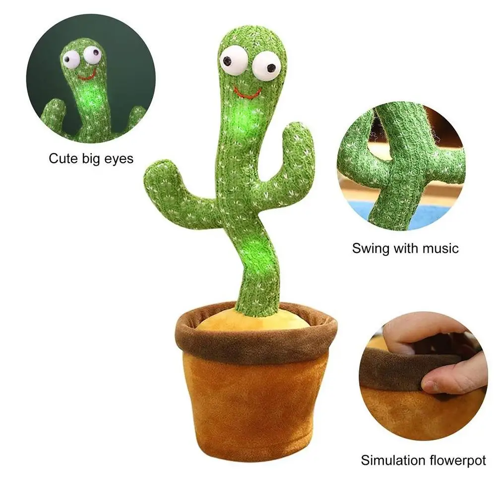 

Plush Dancing Cactus Toy Electronic Shake Dance With Song Light Recording Bluetooth Speaker Childhood Education Toy Home Decor