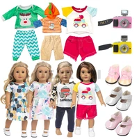 new set doll clothes and accessories dress fit 18inch 43cm doll new born doll clothes shoes camera for baby doll diy toys