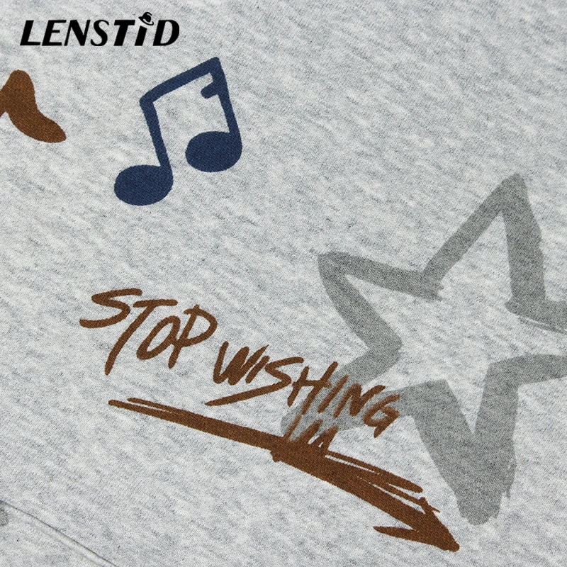 

LENSTID Men Hip Hop Winter Fleece Pullover Hoodies Bear Graffiti Print 2021 Harajuku Streetwear Casual Cotton Hooded Sweatshirts