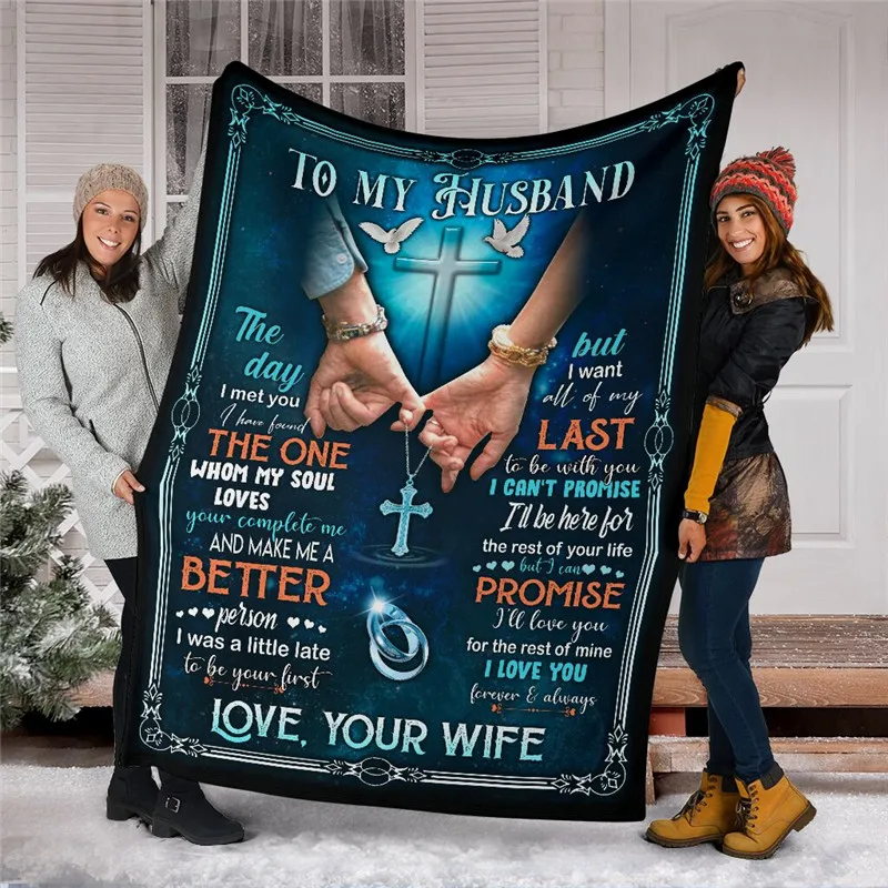 

Premium Blanket To My Husband I Love You Fleece Love Flannel Throw Blanket Cozy Soft Plush Quilt Blanket Gift Promotion