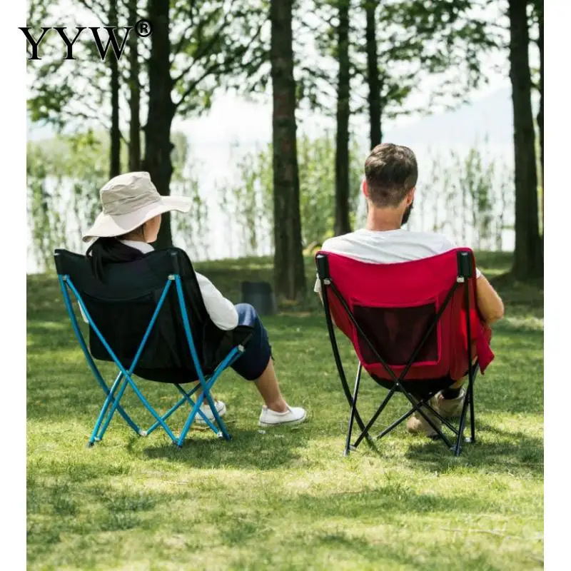 구매 야외 캠프 의자 초경량 접이식 달 의자 의자, 휴대용 낚시 캠핑 의자 접이식 등받이 좌석 정원 도구
