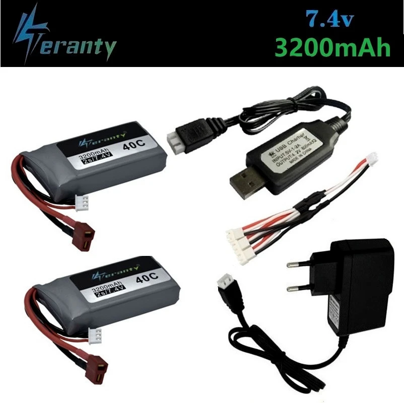 Обновление 3200mah 7 4 v Lipo зарядное устройство набор для Wltoys 12428 12423 RC четырехколесный