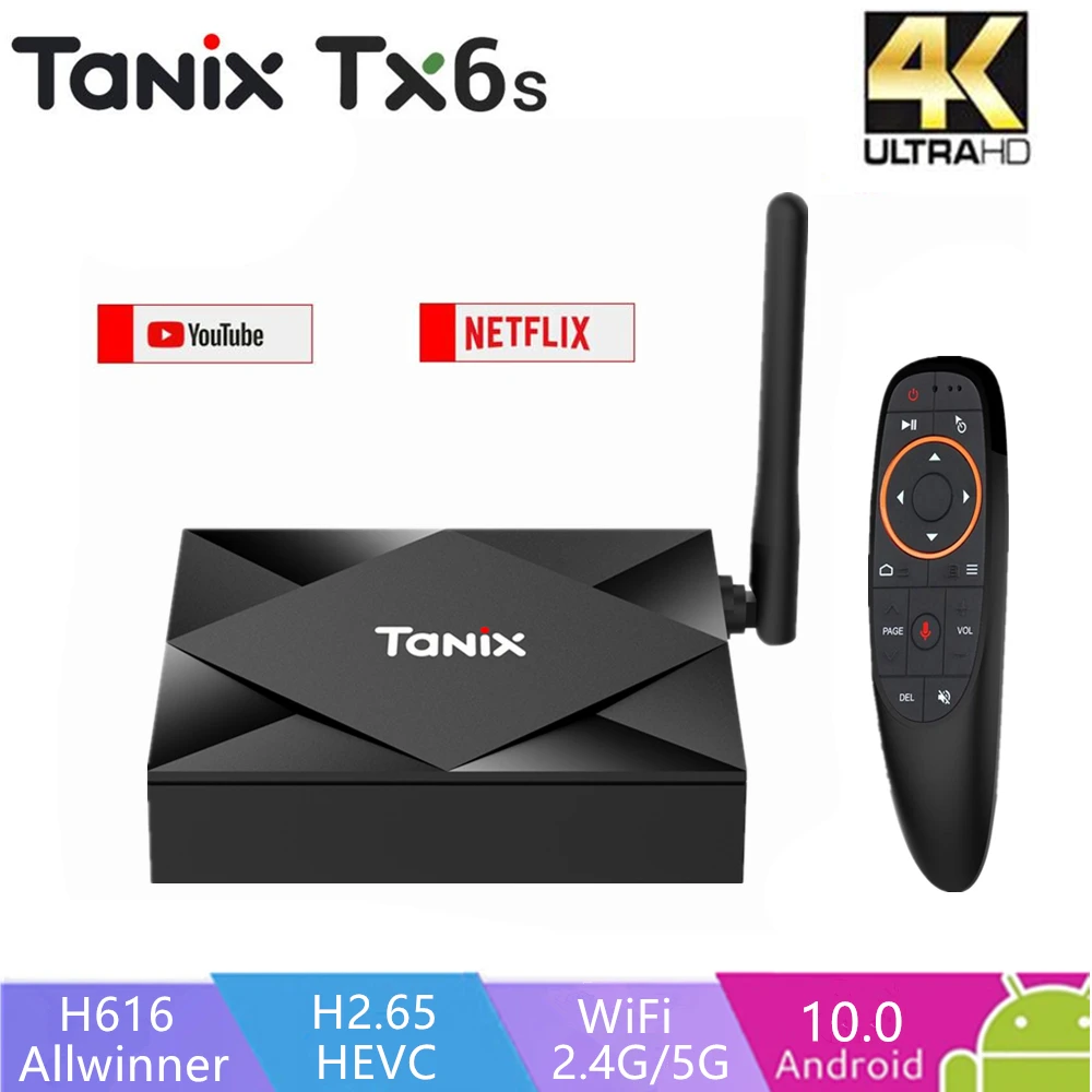 

Tanix TX6S TV BOX Android 10 Smart Set top Box 4GB 32GB 64GB Allwinner H616 Quad Core Android Box H.265 4K HD Media Player Tanix