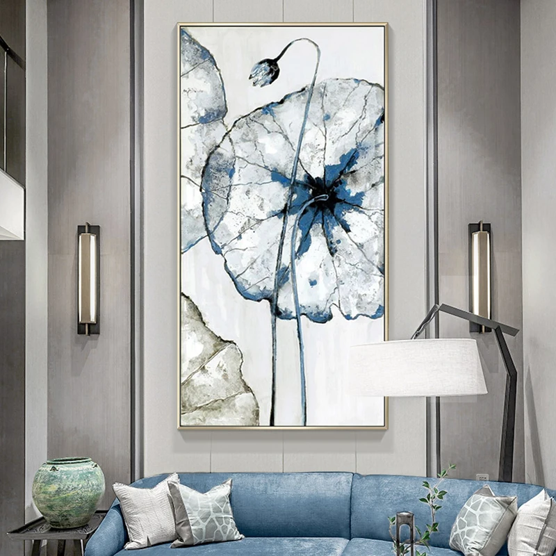 

Oil Painting By Handpainted Abstract Lotus Leaf Canvas Painting Wall Art Pictures For Living Room Home Decor Gift Frameless