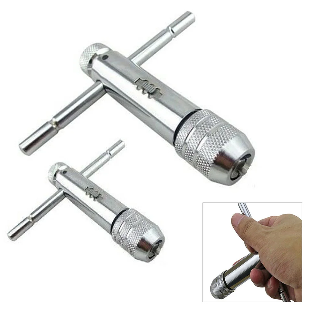 2 шт. Трещоточный гаечный ключ Т-образная нарезающая ручка Регулируемая M3-M8 и M5-M12