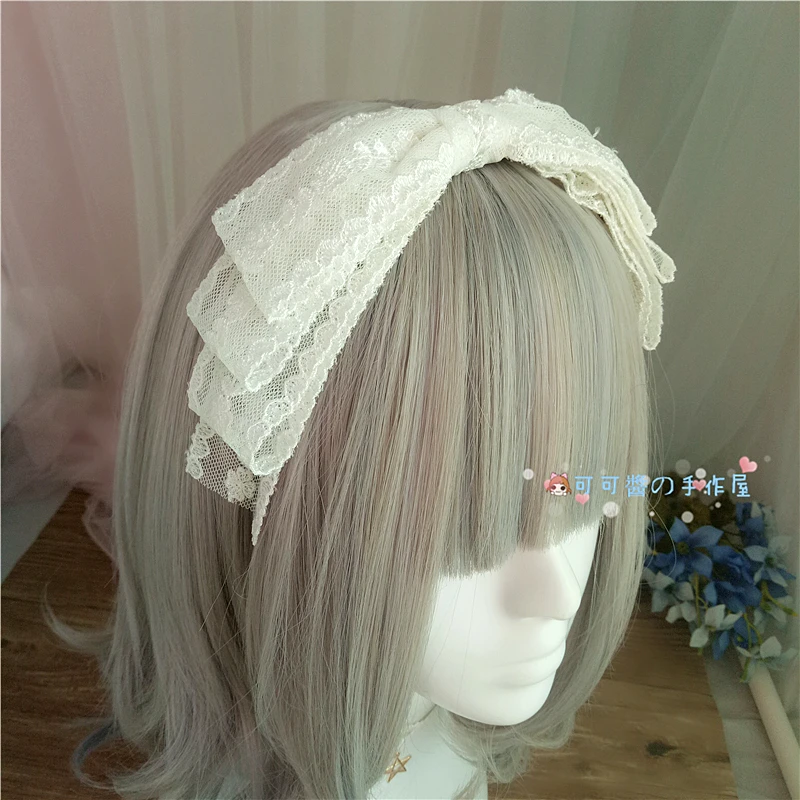 

Handmade lolita soft sister flower hair band girl heart embellished hair hoop side clip-on lace bow hair clip sweet
