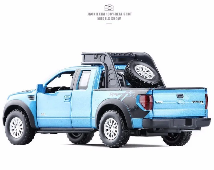1:32 Ford Raptors F150, модель автомобиля из сплава, игрушка с оттягиванием, флеш и музыка, литье под давлением, металлический пикап, модель, классический американский автомобиль для мальчиков