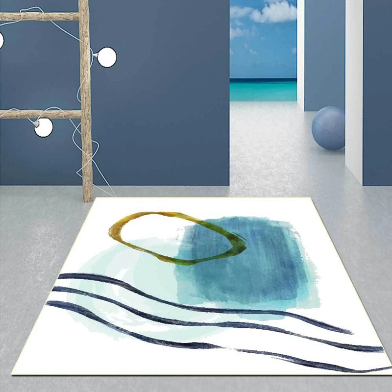 

Nordic Fresh and Simple Area Rugs Geometric Watercolor Morandi Bathroom Toilet Absorbent Carpet Kids Bedroom Bedside Floor Mats