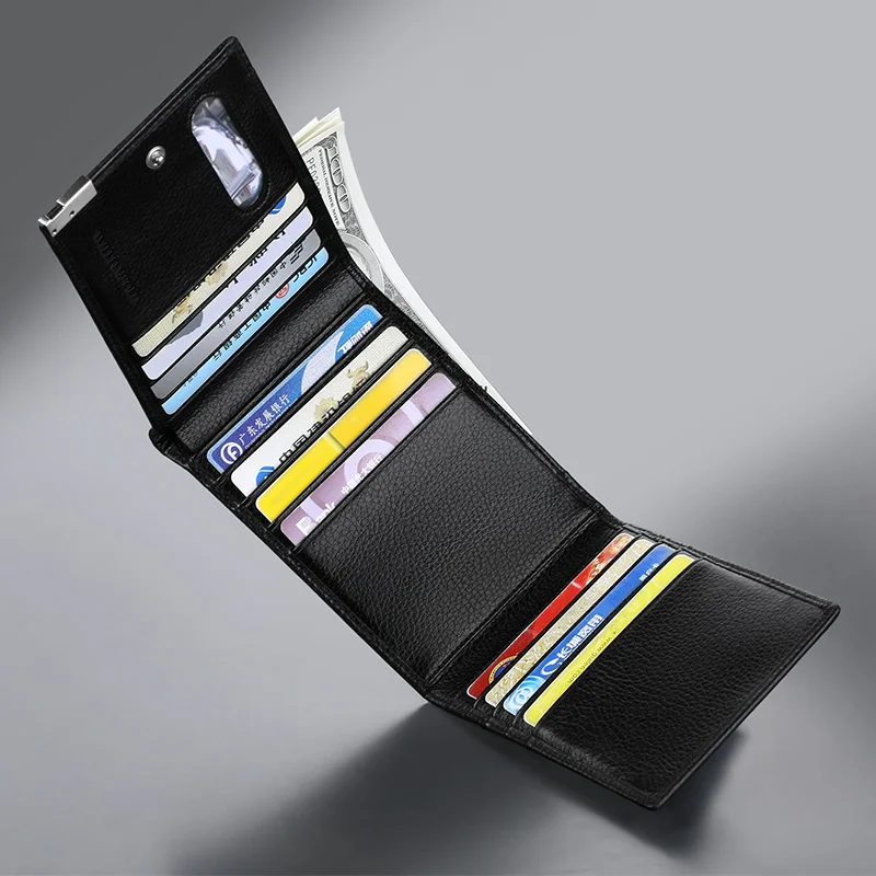 Кошелек WILLIAMPOLO мужской из 100% воловьей кожи модный бумажник двойного сложения с